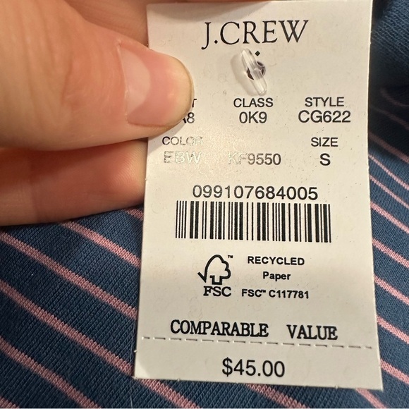 J crew Striped classic tee Estate Blue Washed Peony - Picture 3 of 3